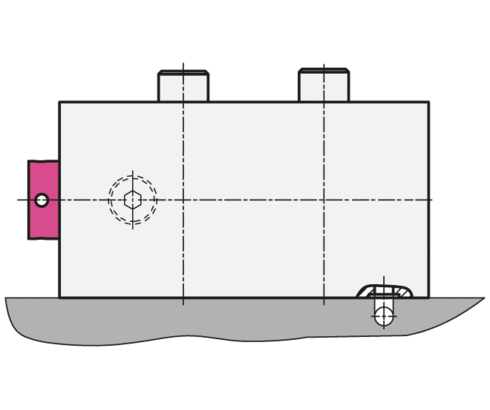 Brida con conexión por junta tórica L - Costado del cilindro con 4 orificios de fijación